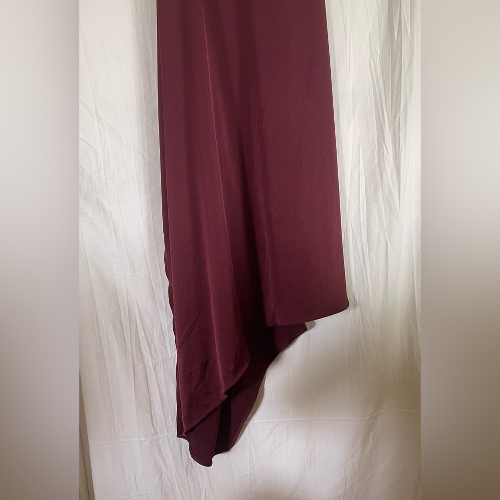 BCBG MAXAZRIA Asymmetrical Midi Dress in Burgundy Size XS